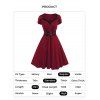 Mini Robe Ligne A Gothique Superposée avec Œillet en Dentelle en Couleur Unie à Taille Haute - Rouge foncé XL