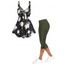 Ensemble de Débardeur Décontracté Moulant à Imprimé Marguerite Anneau en O avec Strass et Legging à Lacets - multicolor S