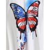 Robe Mouchoir à Bretelle Asymétrique à Imprimé Drapeau Américain et Papillon - Blanc L