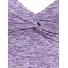 Robe Mini d'Eté Tordue Chinée à Bretelle Imprimée - Violet clair XL