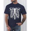 T-shirt Décontracté à Imprimé Squelette à Manches Courtes à Col Rond - Bleu profond XXXL