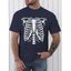 T-shirt Décontracté à Imprimé Squelette à Manches Courtes à Col Rond - Bleu profond XXXL
