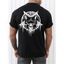 T-shirt Décontracté à Imprimé Chat et Pentacle à Manches Courtes à Col Rond - Noir XXXL