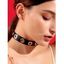 Collier Ras-du-Cou Rond Evidé Punk en PU - Noir 
