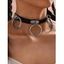 Collier Ras-du-Cou Pendant avec Bouton-Pression en PU - Noir 