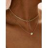 Collier Chaîne Superposé en Fausse Perle avec Strass - d'or 