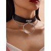Collier Ras-du-Cou Chaîne en O avec Bouton Pression en PU - Noir 