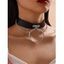 Collier Ras-du-Cou Chaîne en O avec Bouton Pression en PU - Noir 