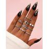 9 Pièces Ensemble de Bagues Rondes Motif Etoile Cœur et Lettre - Argent 