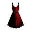 Robe Mi-Longue Gothique Ligne A Croisée à Bretelle en Couleur Contrastée sans Manches - Rouge foncé XL