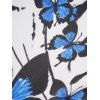 Butterfly Print Colorblock High Low Dress O Ring Zipper Buckle Strap Midi Dress - BLACK L