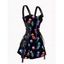 Jellyfish Print Dress Zip Up Lace Up Adjustable Strap High Waisted A Line Mini Dress - multicolor M