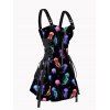 Mini Robe Ligne A à Bretelle Ajustable à Imprimé Méduse Zippée à Taille Haute - multicolor S