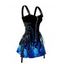 Galaxy Octopus Print Lace Up Mini Dress Half Zipper Adjustable Buckle Strap Dress - BLUE M