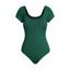 Maillot de Bain Une-Pièce Matelassé en Couleur Unie à Demi-Zip à Manches Courtes - Vert profond 2XL