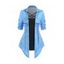 T-shirt à Imprimé 3D Boutonné à Ourlet Pointu en Faux Deux Pièces - Bleu clair XXL