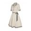 Mini Robe Ligne A Plissée Ceinturée Contrastée à Taille Haute à Col Relevé à Faux Bouton - Jaune clair L