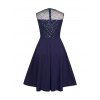 Robe de Soirée Mi-Longue Haute Basse Anneau en O Panneau en Maille à Taille Haute avec Strass - Concorde L