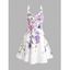 Butterfly Flower Leaf Print Cottagecore Dress Sleeveless O Ring Strap V Neck A Line Dress - LIGHT PURPLE XL