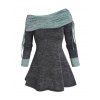 Haut Chiné Epaule Dénudée en Blocs de Couleurs à Manches Longues - Gris XL