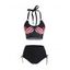 Ensemble de Bikini de Bain Paddé Imprimé Coeur Squelette en Dentelle à Col Halter à Taille Haute de Swimwear - Noir XXL