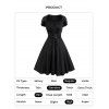 Mini Robe Ligne A Gothique Superposée avec Œillet en Dentelle en Couleur Unie à Taille Haute - Noir L