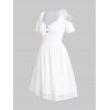 Mini Robe Ligne A Simple Croisée Découpée à Epaule Dénudée - Blanc L
