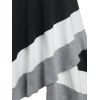 Robe d'Eté Haute Basse Croisée Plongeante en Blocs de Couleurs Sans Manches - Noir XL
