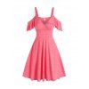 Mini-Robe à Epaule Ouverte à Volants - Rose clair XL