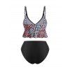 Maillot de Bain Tankini Léopard Noué à Volants - Noir M