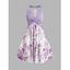 Mini Robe Léopard Ceinturée Croisée Plongeante à Lacets de Cottagecore - Violet clair L