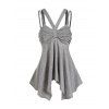 Débardeur Décontracté Chiné à Ourlet Asymétrique à Volants - Gris M