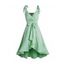 Solid Color Surplice Plunge Midi Dress Bowknot Tie Shoulder Belted Overlap Flounce High Waist Dress - LIGHT GREEN M
