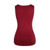 See Thru Rose Lace Panel Tank Top Twisted Ruched Casual Tank Top - DEEP RED L