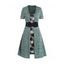 Mini Robe Linge A Ceinturée Chinée Panneau à Carreaux à Taille Haute Faux Deux Pièces - Vert M