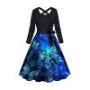 Robe Ligne A Ceinturée Papillon Croisée à Manches Longues - Noir XL