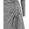 Space Dye Dress Midi Dress Mock Button Cinched Flounce Long Sleeve High Low Dress - LIGHT GRAY XXXL
