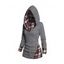 Pull à Capuche Boutonné à Carreaux Imprimé en Tricot à Câble à Col Châle - Noir M