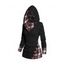 Pull à Capuche Boutonné à Carreaux Imprimé en Tricot à Câble à Col Châle - Noir S
