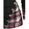Pull à Capuche Boutonné à Carreaux Imprimé en Tricot à Câble à Col Châle - Noir S