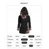 Twisted Cable Knit Plaid Print Hooded Sweater Mock Button Ruched Shawl Neck Sweater - BLACK L