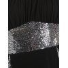 Sparkly Sequins Party Dress Ruched Bust Empire Waist Dress O Ring Straps Godet Dress - BLACK L