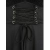 Robe Corset Asymétrique Rose Gothique Ligne A en O à Lacets - Noir M