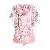 T-shirt Asymétrique Chiné Découpé à Imprimé Fleuri en Mousseline - Rose clair S