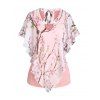 T-shirt Asymétrique Chiné Découpé à Imprimé Fleuri en Mousseline - Rose clair M