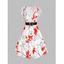 Vacation Casual A Line Knee Length Dress Floral Print Surplice Cinched Belted Plunging Summer Dress - WHITE XXL
