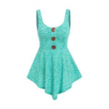 

Asymmetric Space Dye Flared Tank Top, Deep green