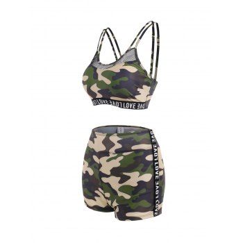 

Tummy Control Tankini Swimsuit Camo High Waisted Swimwear Boyshort Sporty Bathing Suit, Deep green