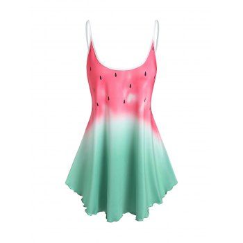 

Watermelon Pattern Lettuce Edge Cami Tank Top, Light green