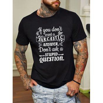 

Slogan Print T Shirt Round Neck Short Sleeve Casual Tee, Black